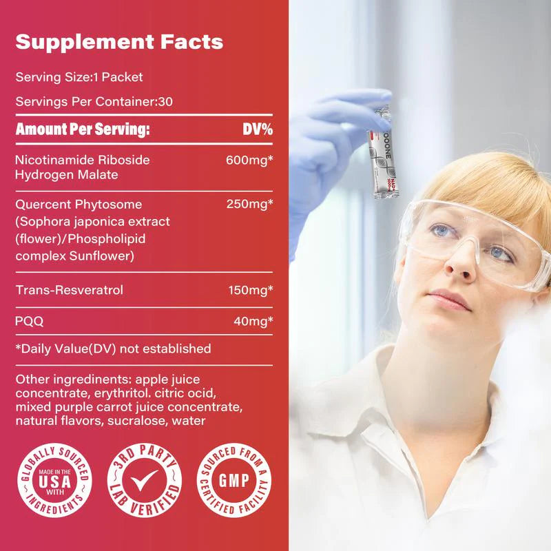 NAD+ precursors supporting DNA repair and healthy skin aging.